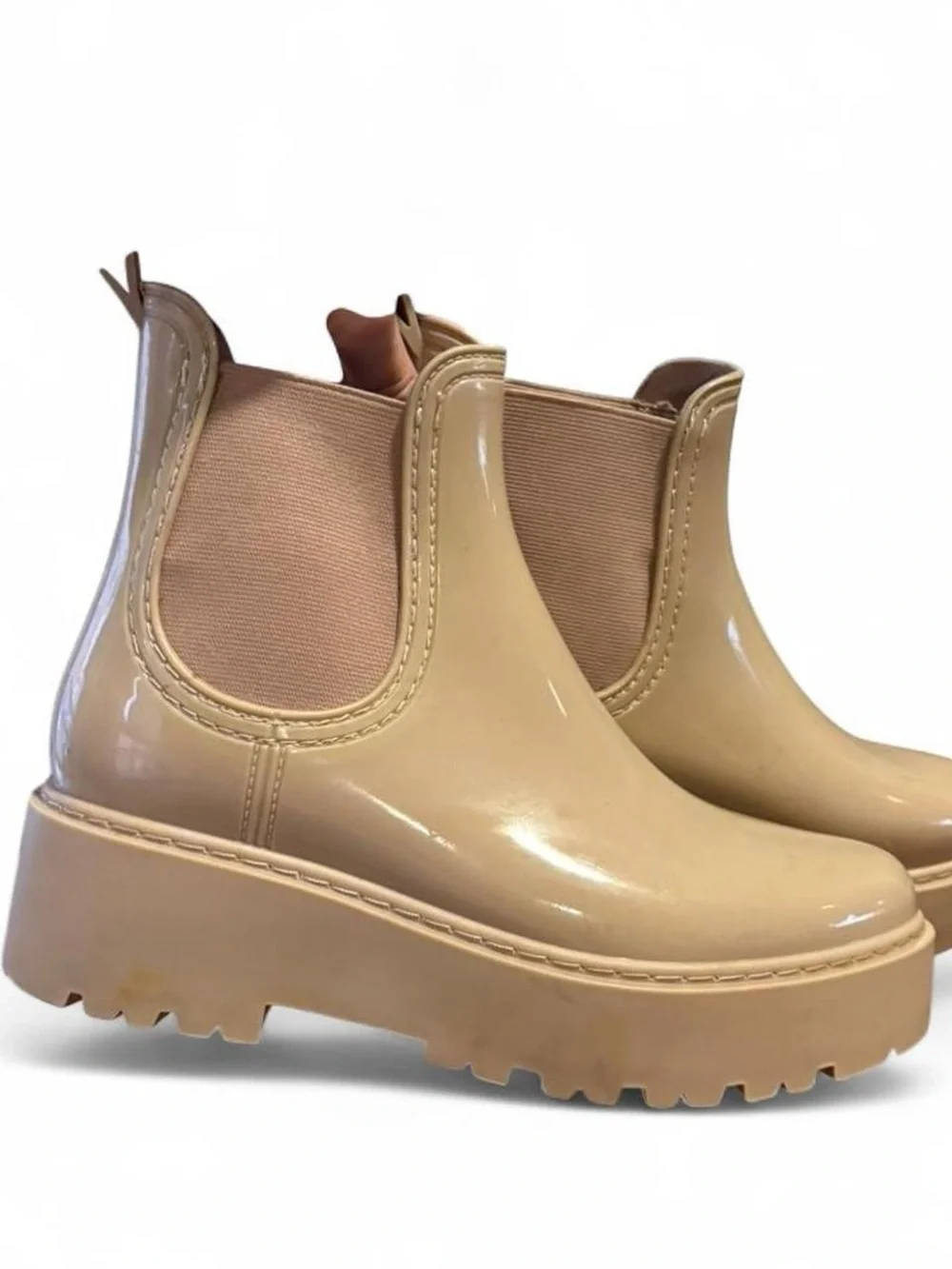 Steve Madden nude platform rain boots women’s size 8